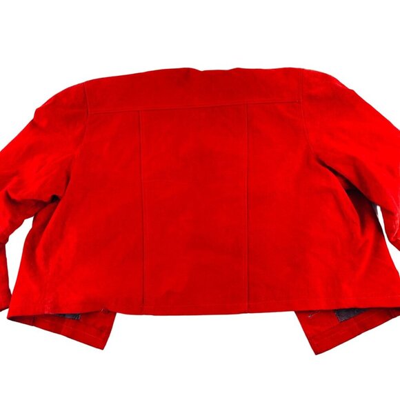 C&A Pigskin Jacket Size 42 Women's Suede Red with Gold Buttons - Picture 6 of 6